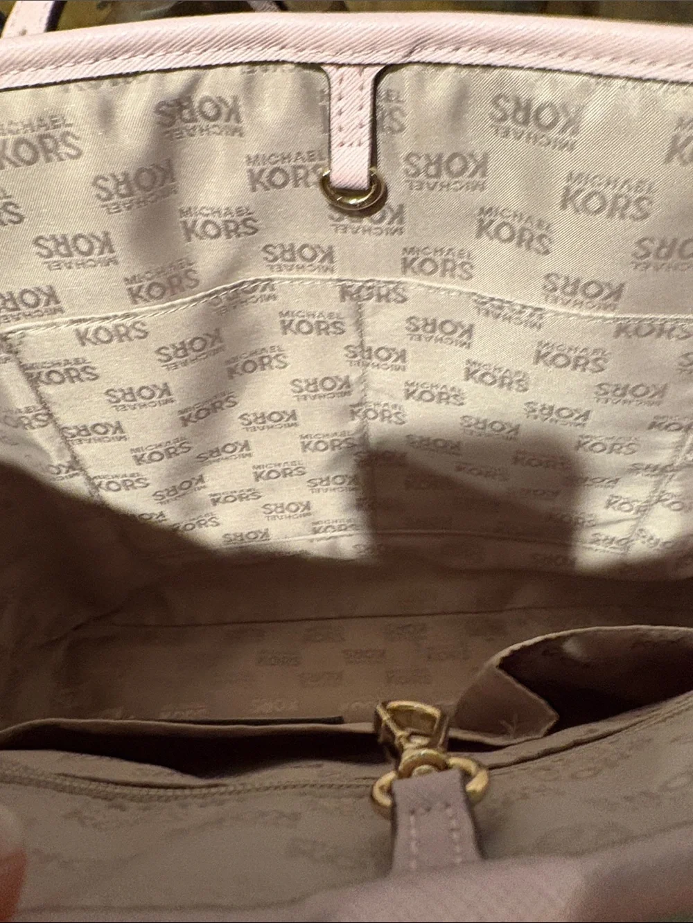 Michael Kors Pale Pink Saffiano Leather Tote with MK Charm